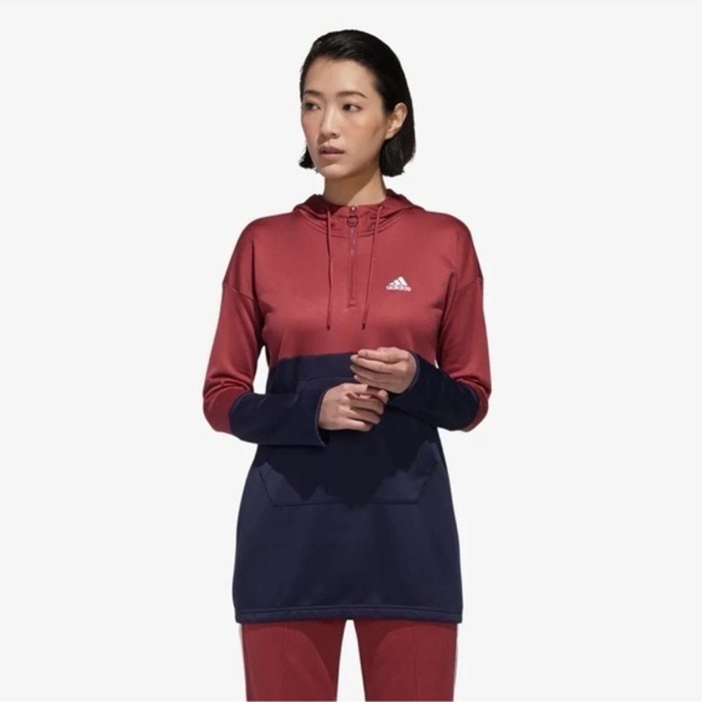 Adidas Hoodie Womens Sweatshirt Blue/Burgundy GD9027 Size M NWT